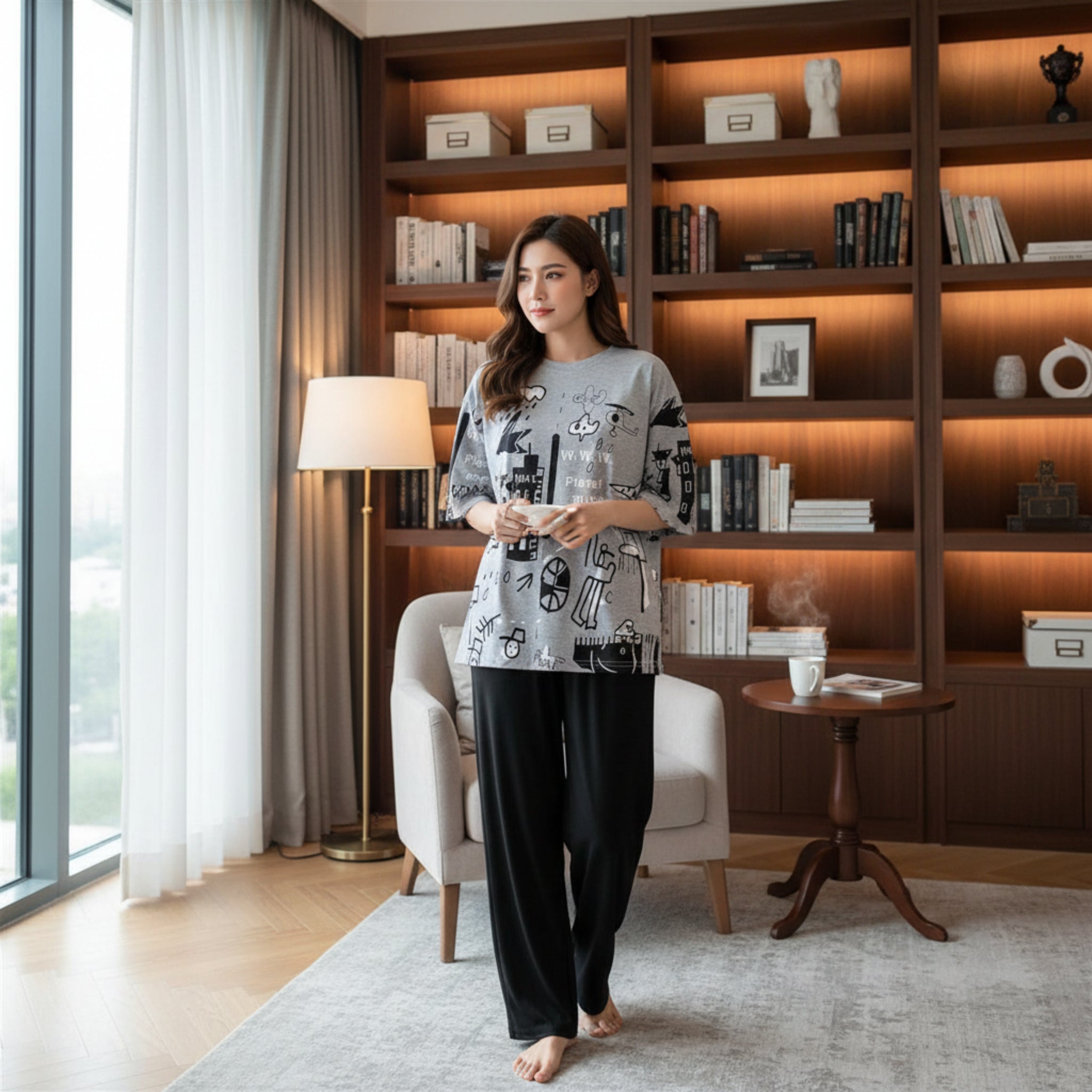 Urban Sketch Tee & Shorts Sleep Set